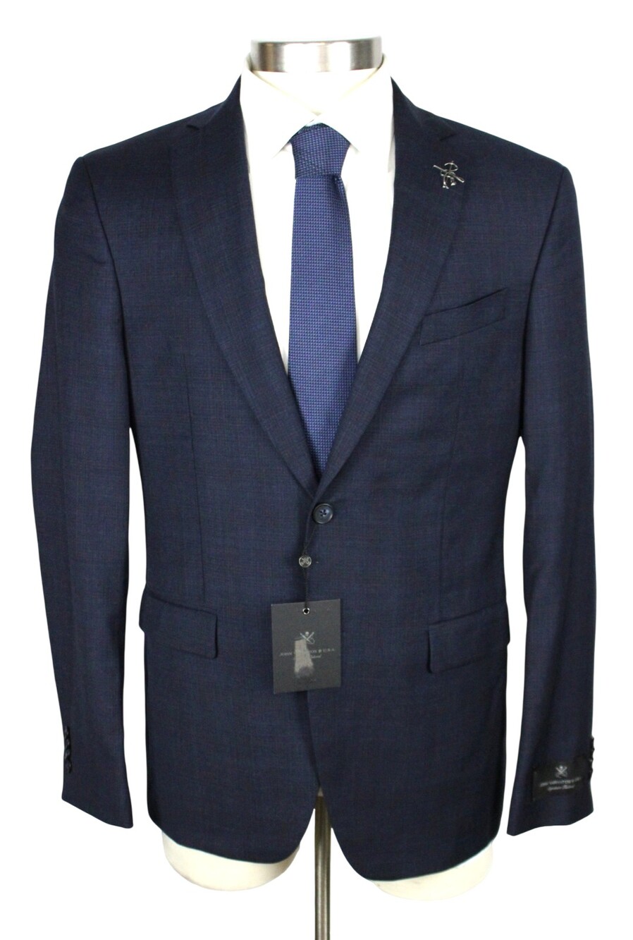 John Varvatos Bleecker Jacket Mens 40 R Navy Brown Plaid Wool Blazer Sport Coat
